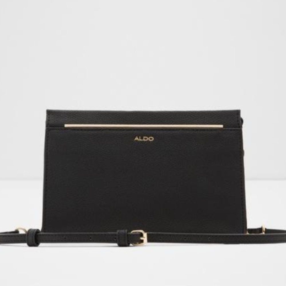 Aldo Black Crossbody Bag with Gold Accents